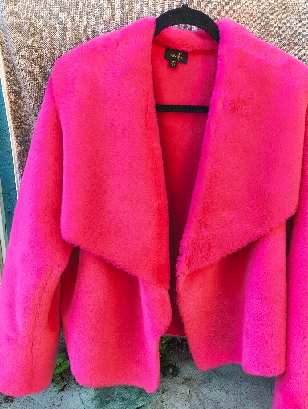 OnTwelfth Hot Pink Faux Fur Shrug Jacket